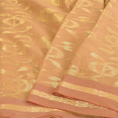 Sanskriti Vintage Beige Sarees Pure Cotton Woven Kota Doria Sari Craft Fabric