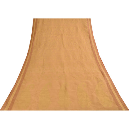 Sanskriti Vintage Beige Sarees Pure Cotton Woven Kota Doria Sari Craft Fabric