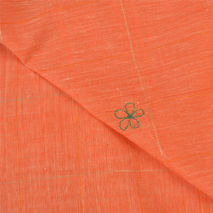 Sanskriti Vintage Orange Sarees Pure Cotton Hand Beaded Fabric Craft Sari