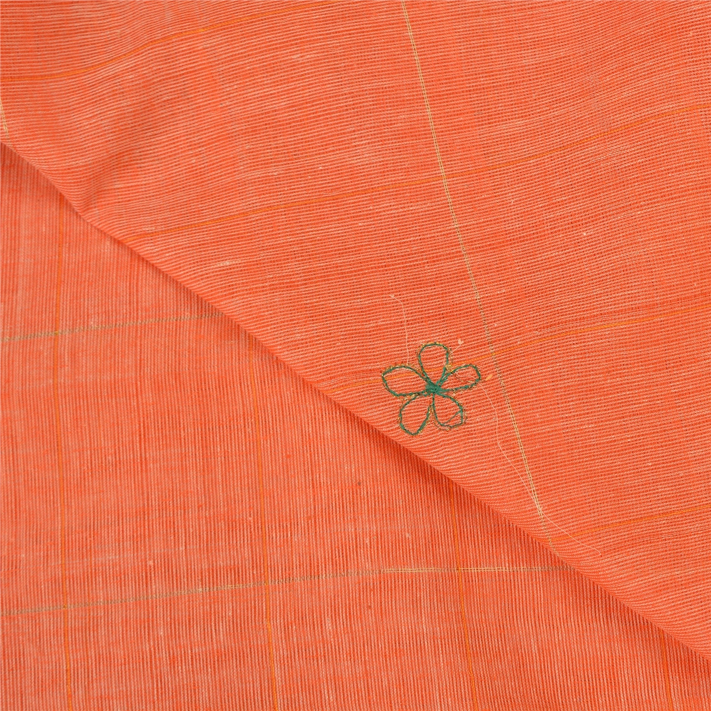 Sanskriti Vintage Orange Sarees Pure Cotton Hand Beaded Fabric Craft Sari