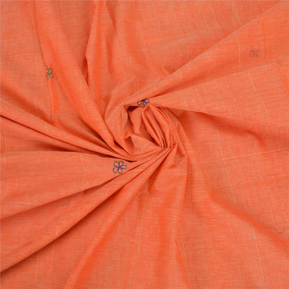 Sanskriti Vintage Orange Sarees Pure Cotton Hand Beaded Fabric Craft Sari