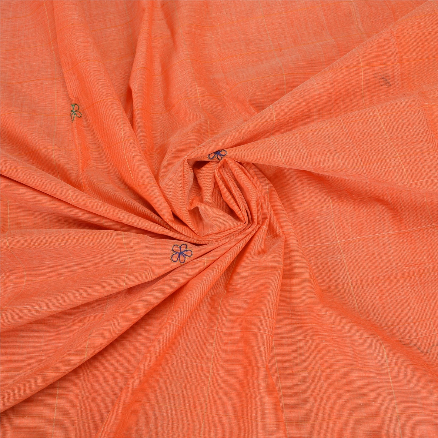 Sanskriti Vintage Orange Sarees Pure Cotton Hand Beaded Fabric Craft Sari