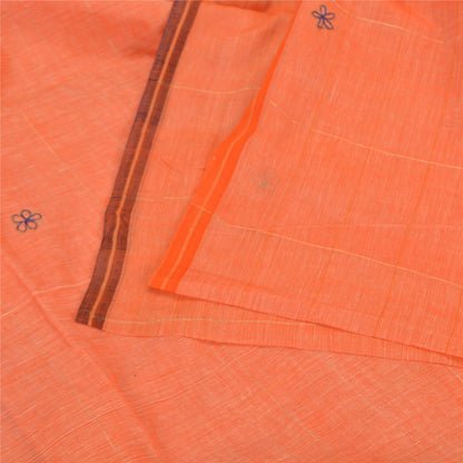 Sanskriti Vintage Orange Sarees Pure Cotton Hand Beaded Fabric Craft Sari