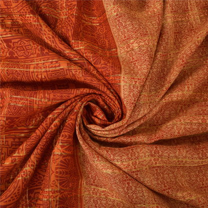 Sanskriti Vintage Indian Orange Saree Pure Cotton Woven Premium Sari 5yd Fabric