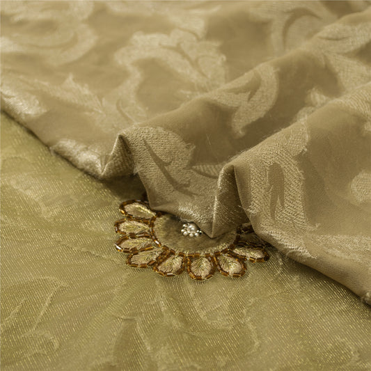 Sanskriti Vintage Green Sarees Net/Georgette Hand Bead Woven Sequins Fabric Sari