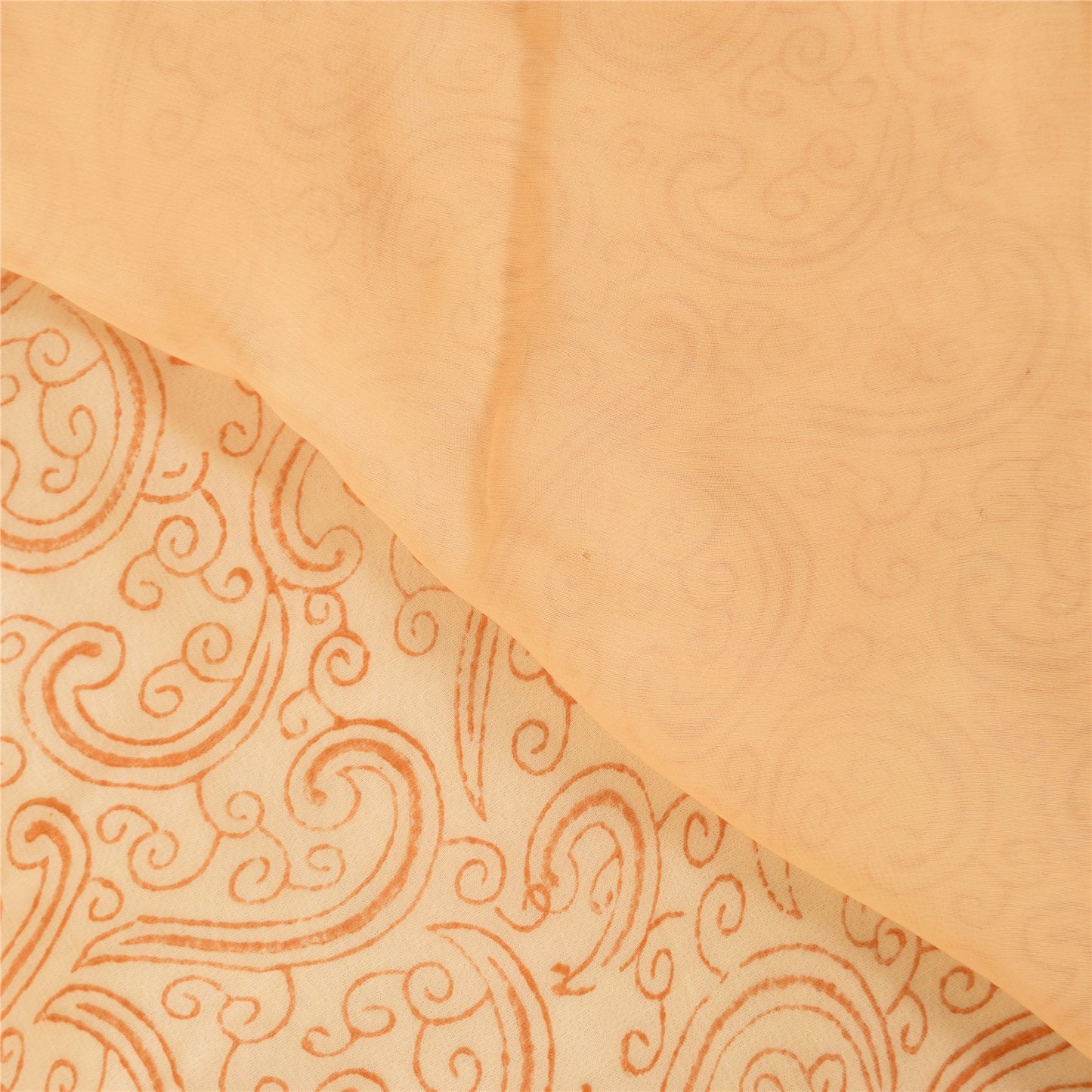 Sanskriti Vintage Peach Sarees Pure Chiffon Embroidered 5+ yrd Craft Fabric Sari