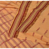 Sanskriti Vintage Peach Sarees Pure Cotton Bengali Hand Woven Sari Craft Fabric