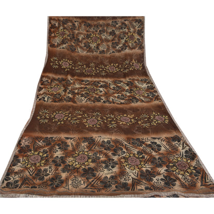 Sanskriti Vintage Brown Sarees Georgette Hand Beaded Premium Sari Craft Fabric