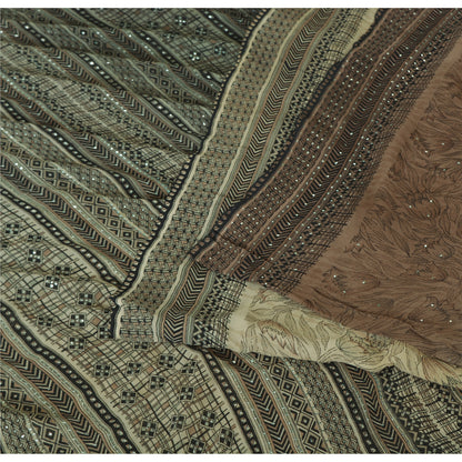 Sanskriti Vintage Black Sarees Pure Georgette Silk Hand Embroidered Fabric Sari