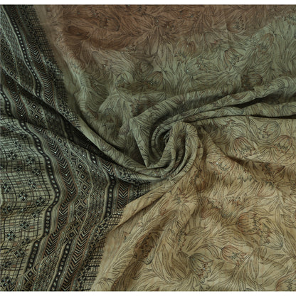 Sanskriti Vintage Black Sarees Pure Georgette Silk Hand Embroidered Fabric Sari