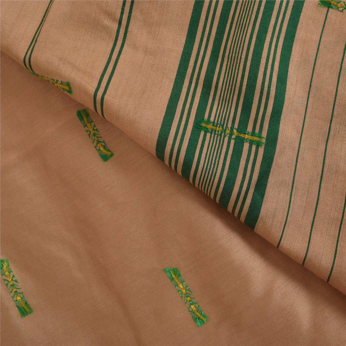 Sanskriti Vintage Cream Sarees Blend Silk Hand Woven Premium Sari Craft Fabric
