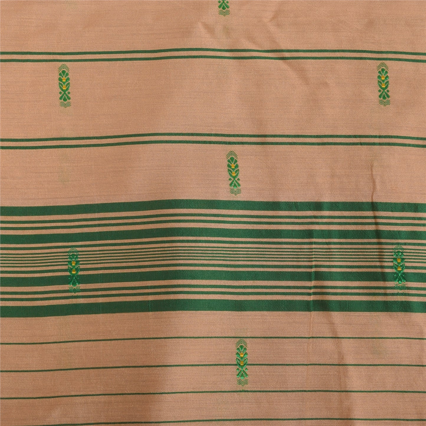 Sanskriti Vintage Cream Sarees Blend Silk Hand Woven Premium Sari Craft Fabric