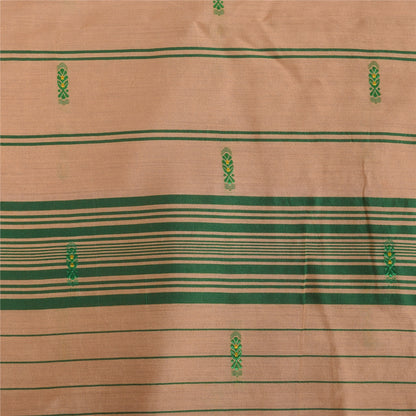 Sanskriti Vintage Cream Sarees Blend Silk Hand Woven Premium Sari Craft Fabric