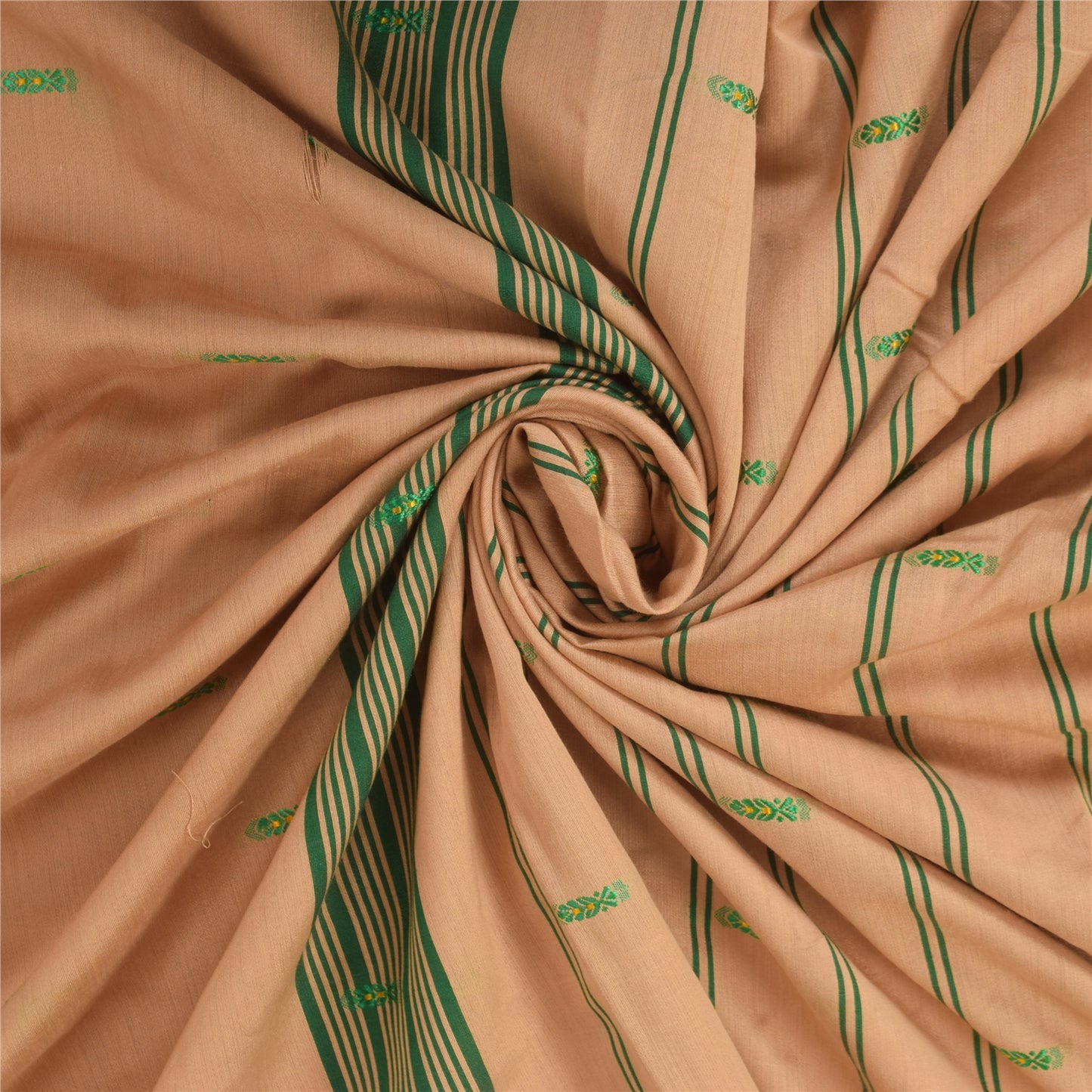 Sanskriti Vintage Cream Sarees Blend Silk Hand Woven Premium Sari Craft Fabric