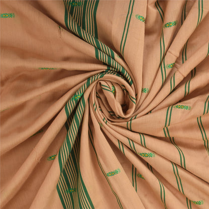 Sanskriti Vintage Cream Sarees Blend Silk Hand Woven Premium Sari Craft Fabric