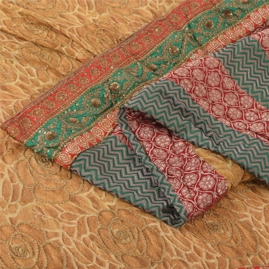 Sanskriti Vintage Sarees Pure Georgette Hand Beads Pre Stitched Lehenga 5yd Sari
