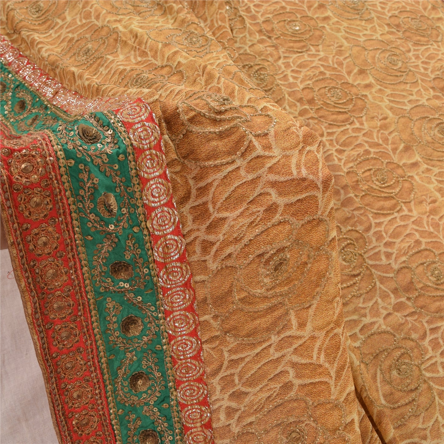 Sanskriti Vintage Sarees Pure Georgette Hand Beads Pre Stitched Lehenga 5yd Sari