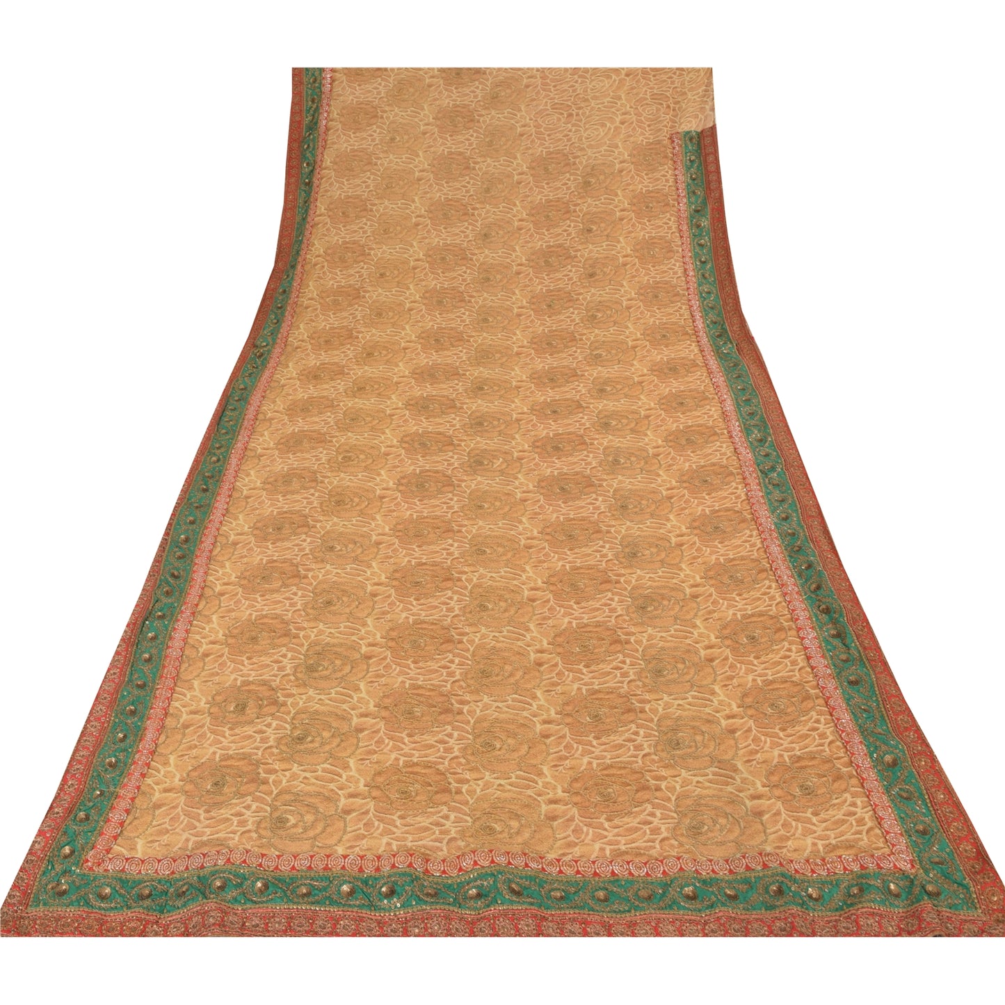 Sanskriti Vintage Sarees Pure Georgette Hand Beads Pre Stitched Lehenga 5yd Sari