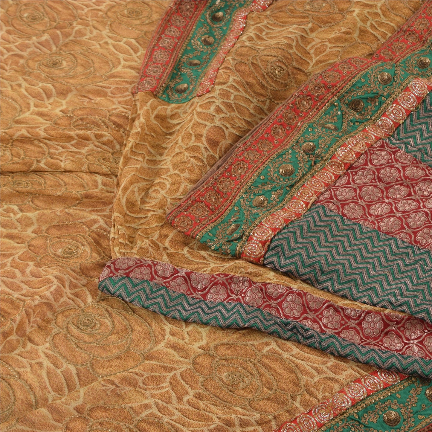 Sanskriti Vintage Sarees Pure Georgette Hand Beads Pre Stitched Lehenga 5yd Sari