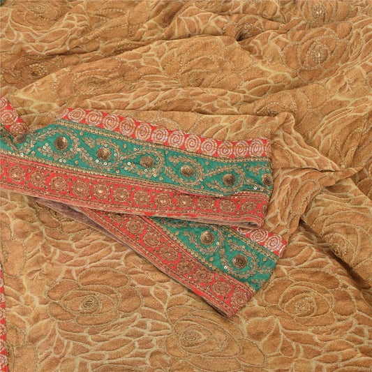 Sanskriti Vintage Sarees Pure Georgette Hand Beads Pre Stitched Lehenga 5yd Sari