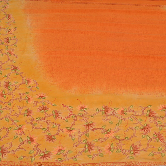 Sanskriti Vintage Yellow Sarees Pure Crepe Silk Embroidered Premium Fabric/Sari