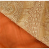 Sanskriti Vintage Orange Sarees Pure Silk Hand Woven Sari 5yrd Craft Fabric