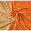 Sanskriti Vintage Orange Sarees Pure Silk Hand Woven Sari 5yrd Craft Fabric