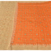 Sanskriti Vintage Orange Sarees Pure Silk Hand Woven Sari 5yrd Craft Fabric