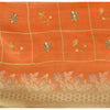 Sanskriti Vintage Orange Sarees Pure Silk Hand Woven Sari 5yrd Craft Fabric