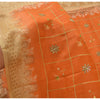 Sanskriti Vintage Orange Sarees Pure Silk Hand Woven Sari 5yrd Craft Fabric
