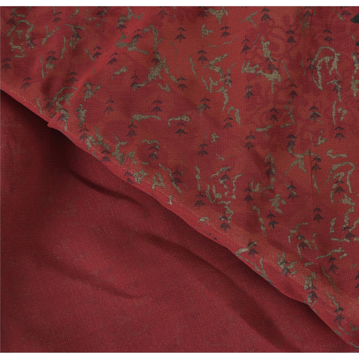 Sanskriti Vintage Sarees Dark Red Pure Georgette Embroidered Printed 5+YD Sari