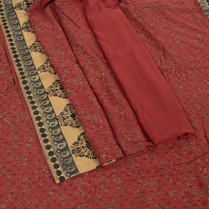 Sanskriti Vintage Sarees Dark Red Pure Georgette Embroidered Printed 5+YD Sari
