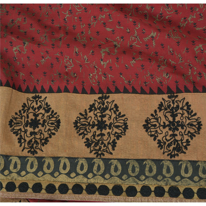 Sanskriti Vintage Sarees Dark Red Pure Georgette Embroidered Printed 5+YD Sari
