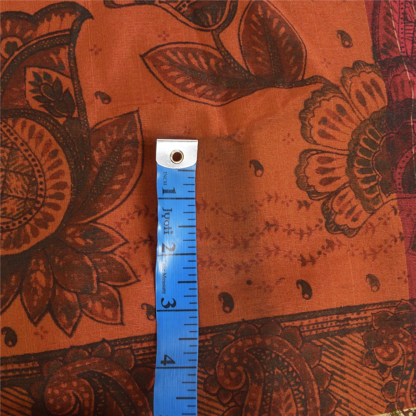 Sanskriti Vintage Orange/Dark Red Sarees Art Silk Woven Painted 5yd Fabric Sari