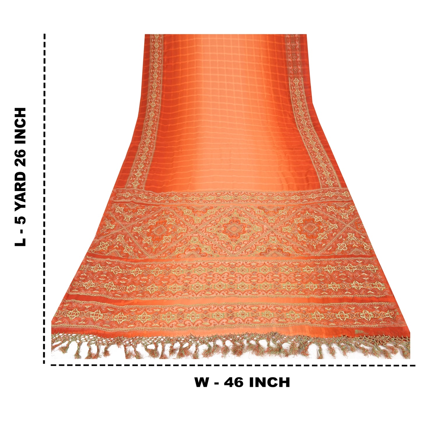 Sanskriti Vintage Indian Sarees Georgette Hand Beaded Craft Fabric Cultural Sari