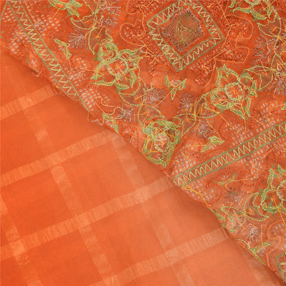 Sanskriti Vintage Indian Sarees Georgette Hand Beaded Craft Fabric Cultural Sari