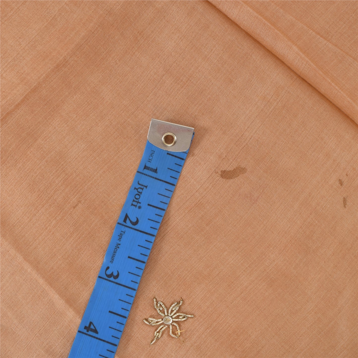Sanskriti Vintage Peach Sarees Pure Silk Hand Beaded Premium Sari Craft Fabric