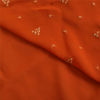 Sanskriti Vintage Indian Saree Georgette Hand Beaded Craft Fabric Cultural Sari