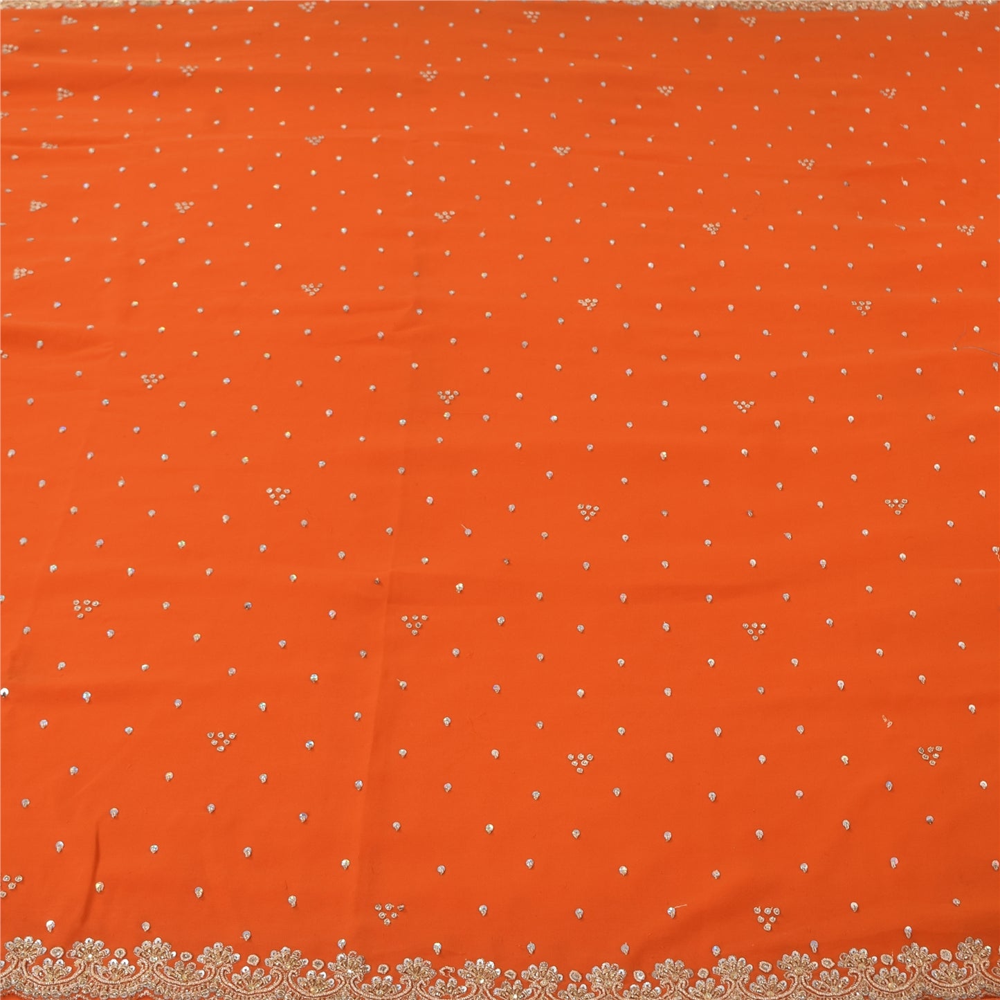 Sanskriti Vintage Indian Saree Georgette Hand Beaded Craft Fabric Cultural Sari