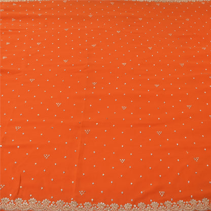 Sanskriti Vintage Indian Saree Georgette Hand Beaded Craft Fabric Cultural Sari
