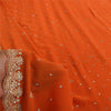 Sanskriti Vintage Indian Saree Georgette Hand Beaded Craft Fabric Cultural Sari