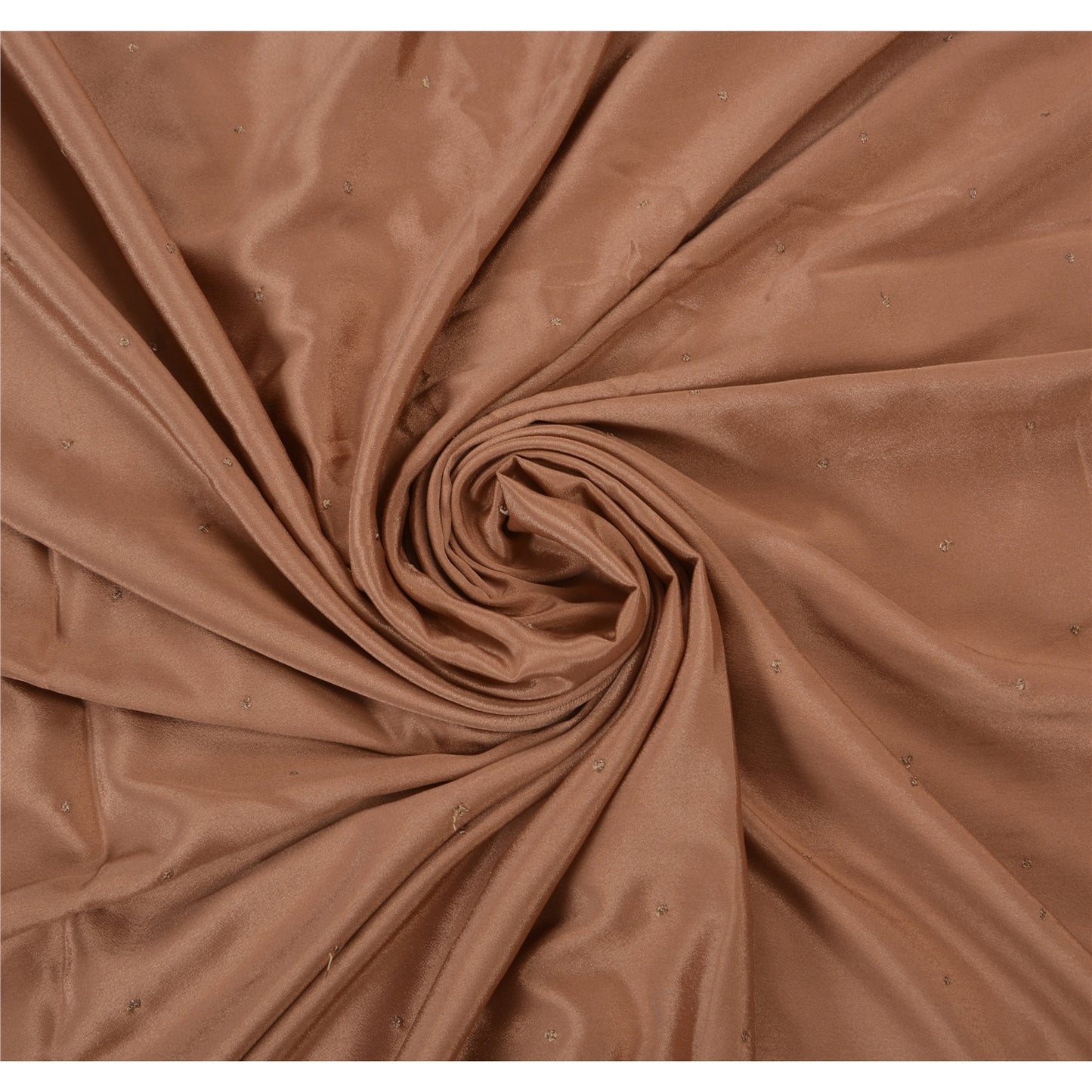 Vintage Brown Saree Art Silk Hand Beaded Craft 5 YD Fabric Premium Sari