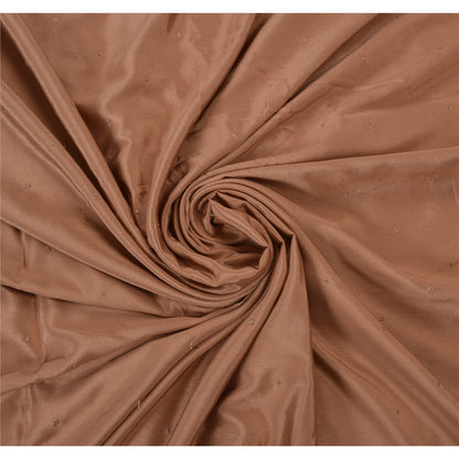 Vintage Brown Saree Art Silk Hand Beaded Craft 5 YD Fabric Premium Sari