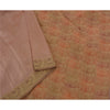 Sanskriti Vintage Pink Saree Pure Silk Woven Baluchari 5 YD Fabric Craft Sari