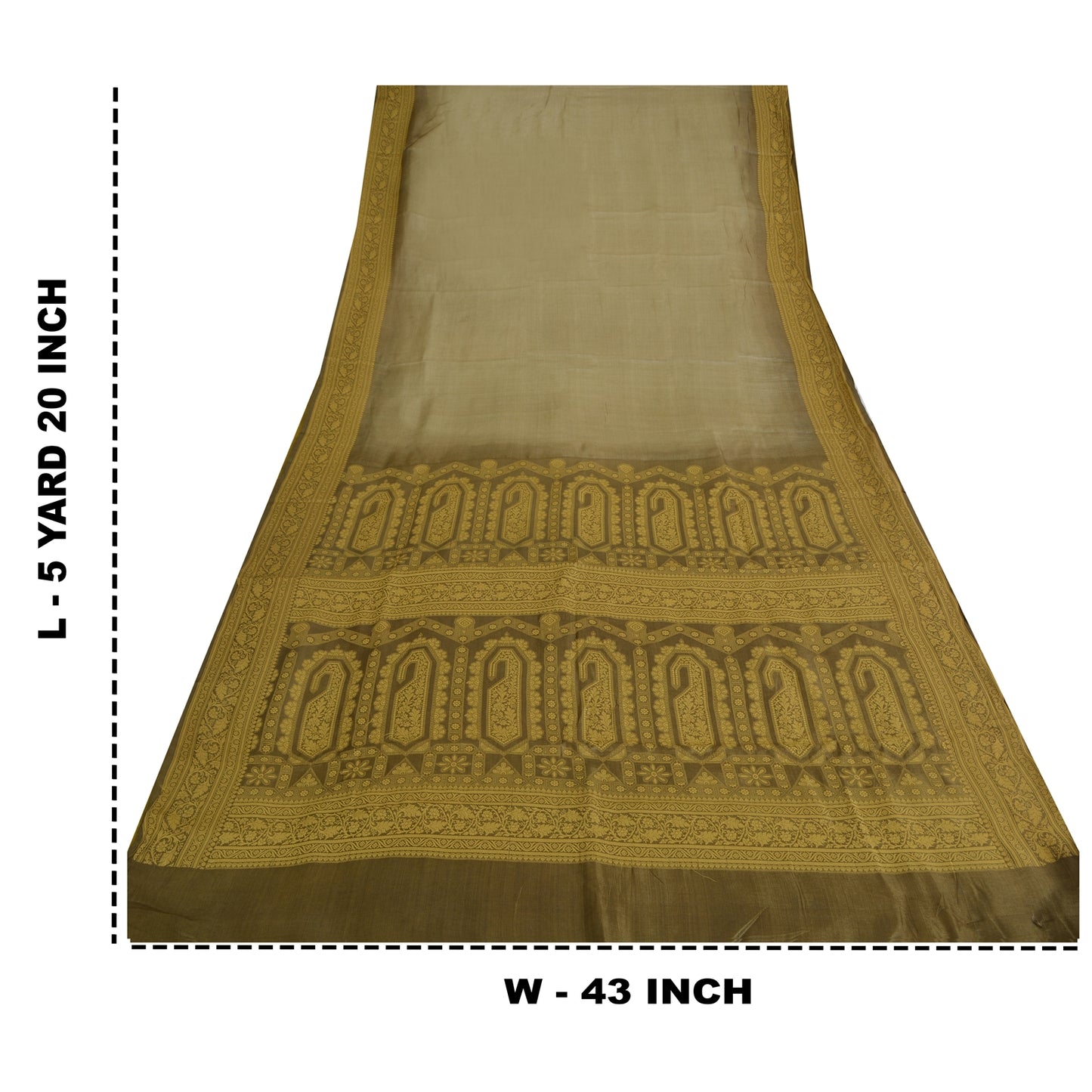 Sanskriti Vintage Indian Brown & Grey Sarees Pure Silk Woven Premium Sari Fabric