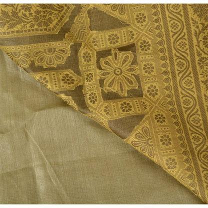 Sanskriti Vintage Indian Brown & Grey Sarees Pure Silk Woven Premium Sari Fabric