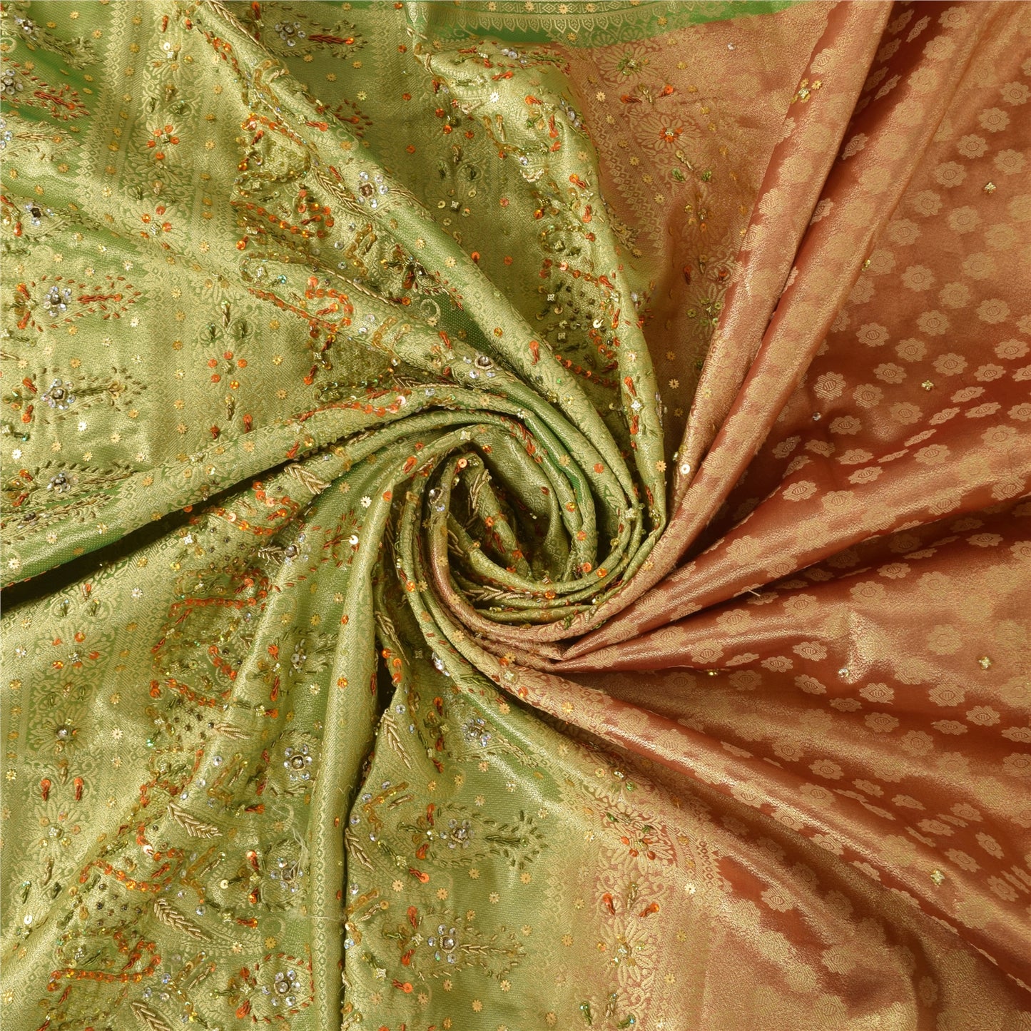 Sanskriti Vintage Sarees Art Silk Hand Beaded Woven Premium Sari Craft Fabric