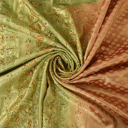 Sanskriti Vintage Sarees Art Silk Hand Beaded Woven Premium Sari Craft Fabric