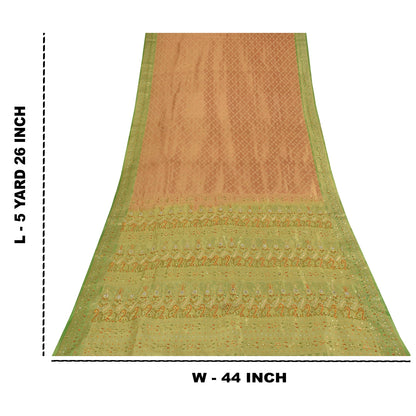 Sanskriti Vintage Sarees Art Silk Hand Beaded Woven Premium Sari Craft Fabric