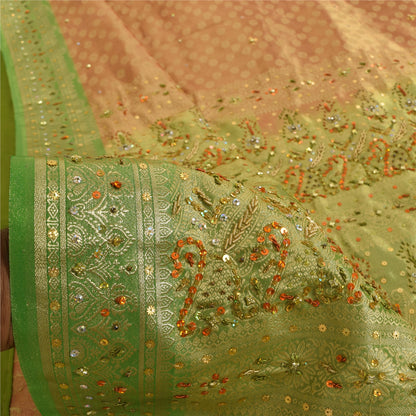 Sanskriti Vintage Sarees Art Silk Hand Beaded Woven Premium Sari Craft Fabric
